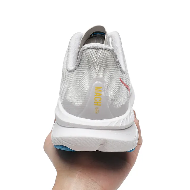 Hoka Mach 6 Blanc Rose Upper en Tricô Engineered Semelle Médiane Sculptée Épaisse Chaussures de running 3