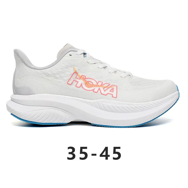 Hoka Mach 6 Blanc Rose Upper en Tricô Engineered Semelle Médiane Sculptée Épaisse Chaussures de running 4