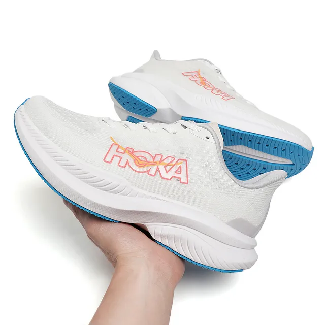 Hoka Mach 6 Blanc Rose Upper en Tricô Engineered Semelle Médiane Sculptée Épaisse Chaussures de running 6