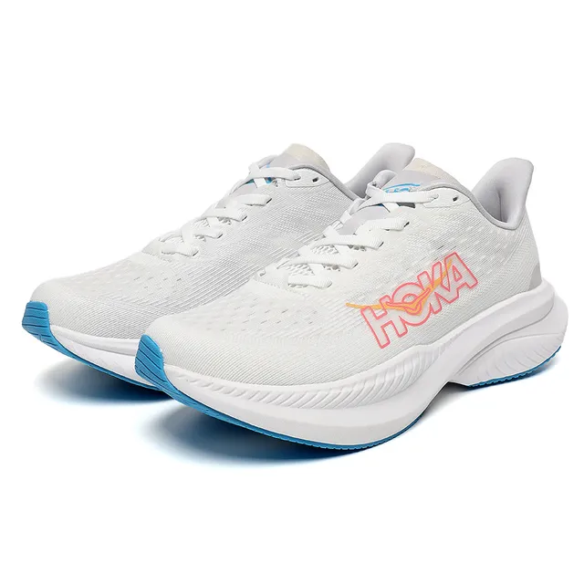 Hoka Mach 6 Blanc Rose Upper en Tricô Engineered Semelle Médiane Sculptée Épaisse Chaussures de running 8