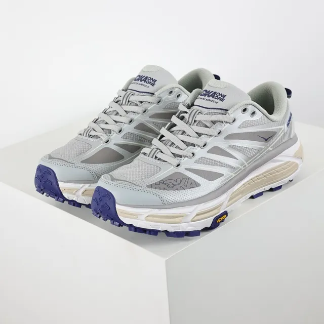 Hoka Speedgoat Cinza Azul Silhueta Malha E Sobreposição Sintética Superior Tênis de Corrida 2