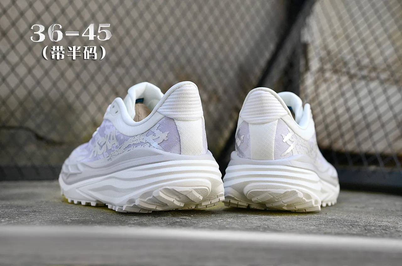 Hoka Blanc Violet Semelle Intermédiaire Épaisse Cushioned Maille Ingénierisée Supérieure Chaussures de Course 6