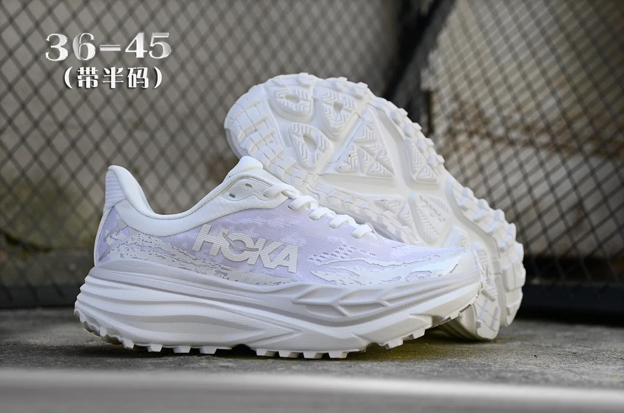 Hoka Blanc Violet Semelle Intermédiaire Épaisse Cushioned Maille Ingénierisée Supérieure Chaussures de Course 7