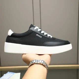 Hugo Boss Black Mesh and Leather Platform Lifestyle Sneakers
