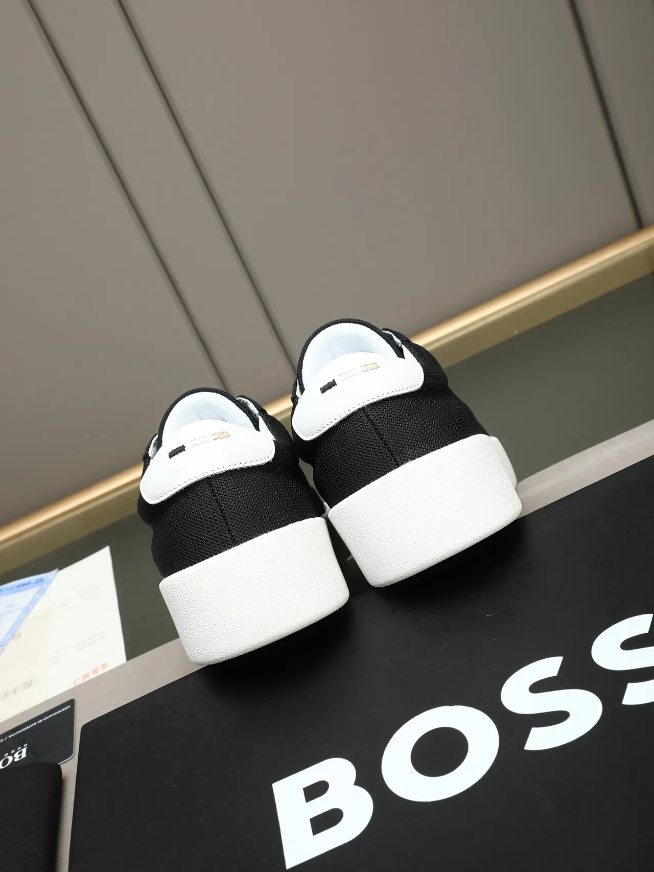 Hugo Boss Black Mesh and Leather Platform Lifestyle Sneakers 3