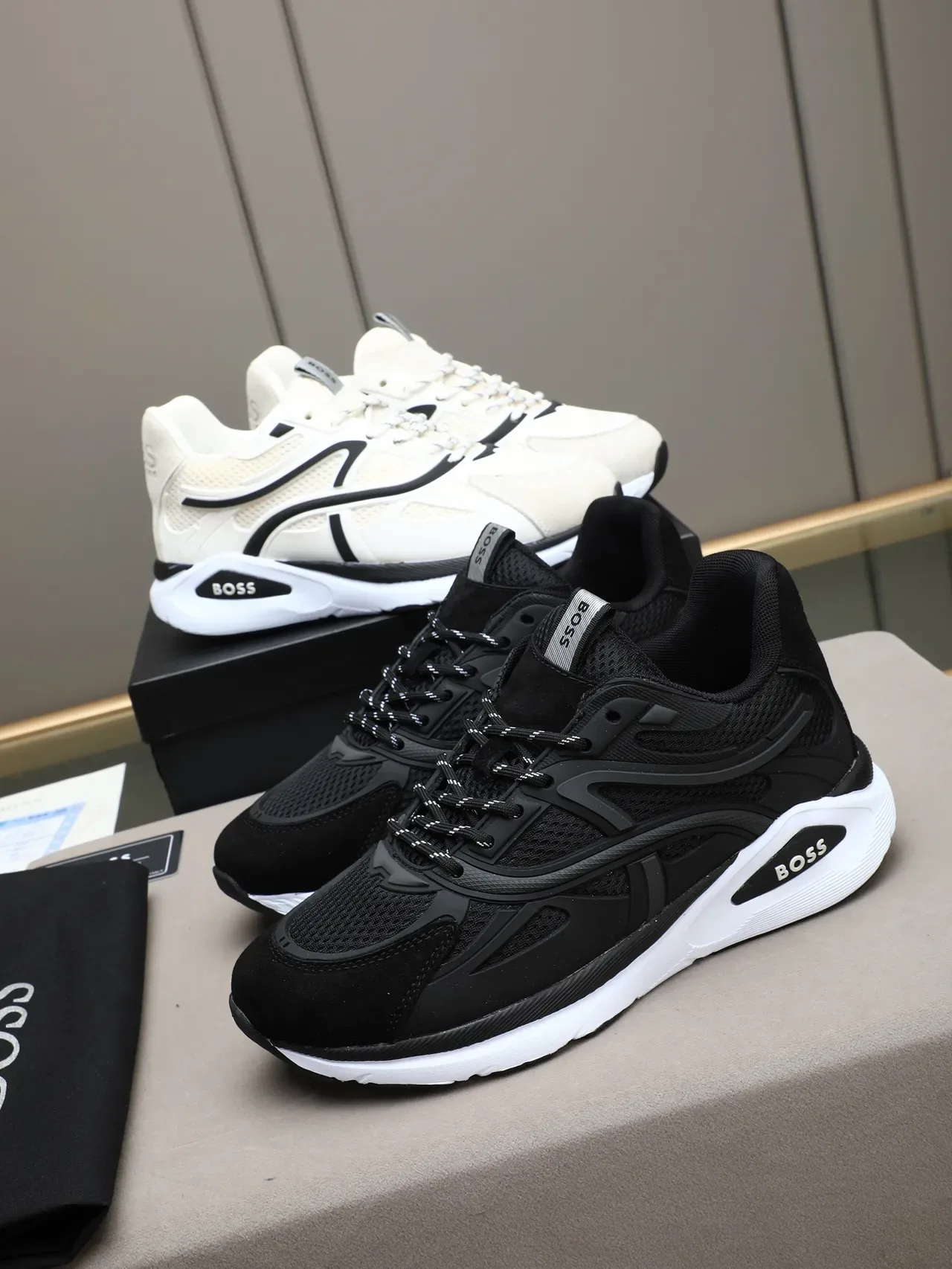 Hugo Boss Black Mesh and Suede Lifestyle Sneaker 2