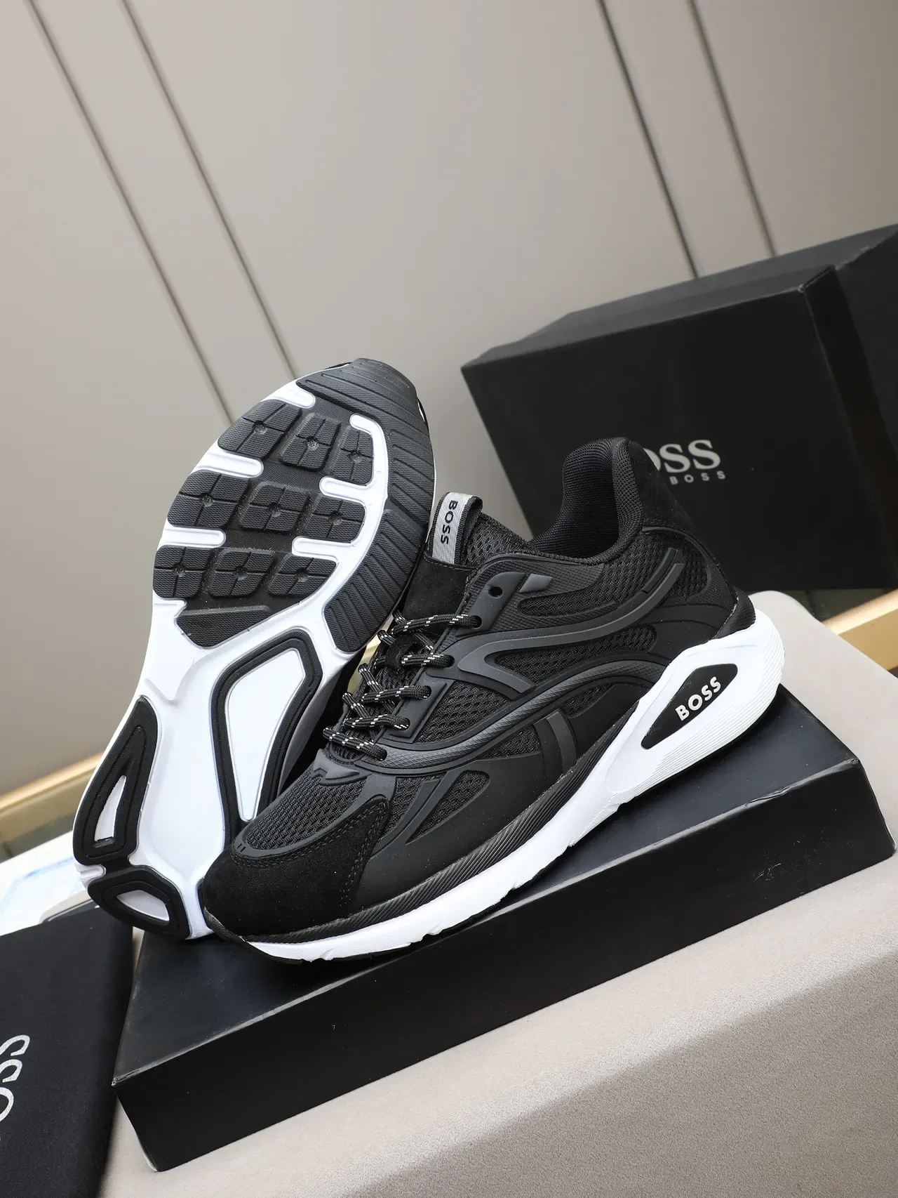 Hugo Boss Black Mesh and Suede Lifestyle Sneaker 4