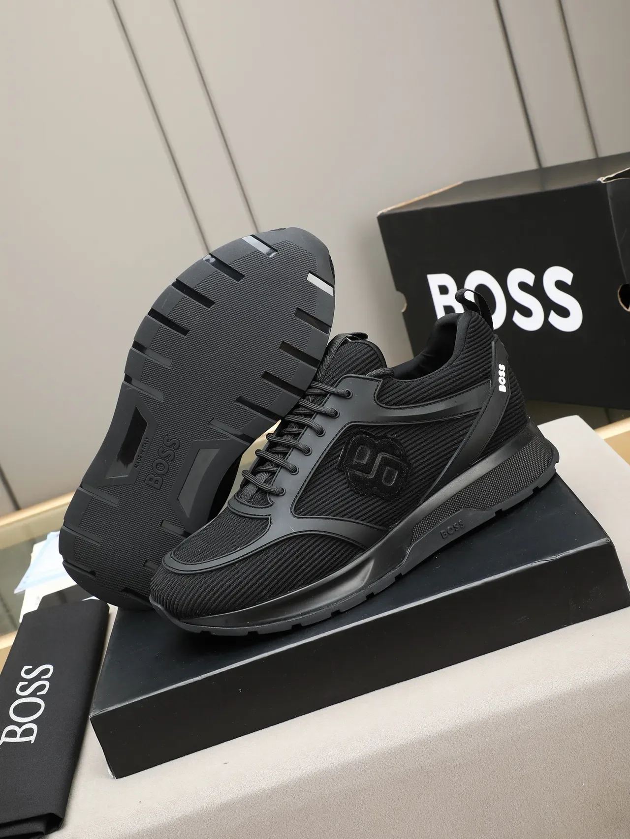 Hugo Boss Black Mesh and Synthetic Overlay Lifestyle Sneaker 4