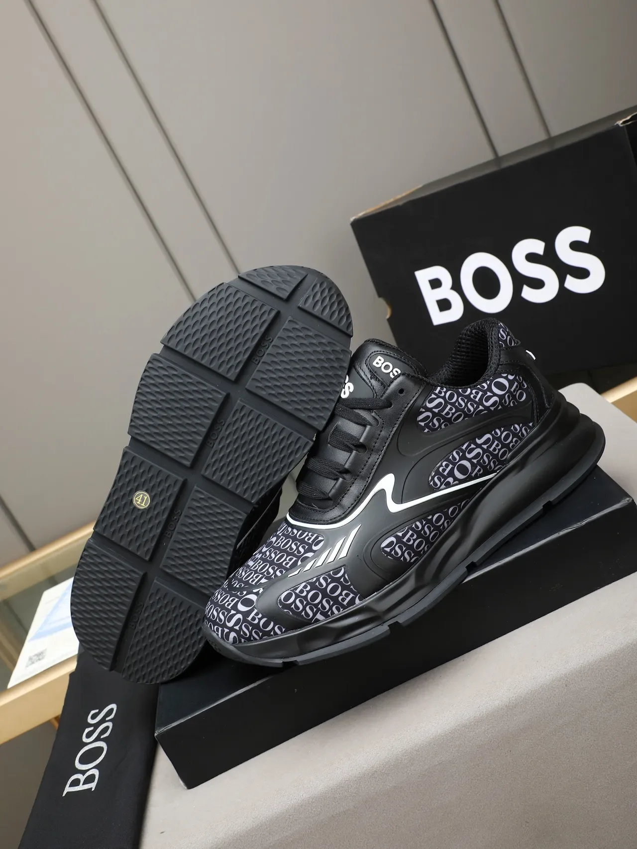 Hugo Boss Logo Print Black Chunky Lifestyle Sneakers 4