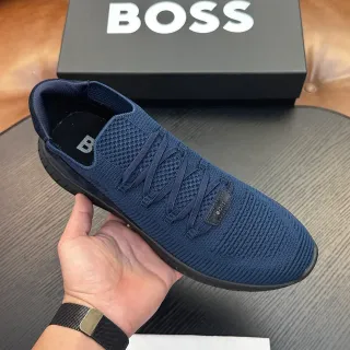 Hugo Boss حذاء رياضي بحري منسوج أسلوب حياة سهل الارتداء