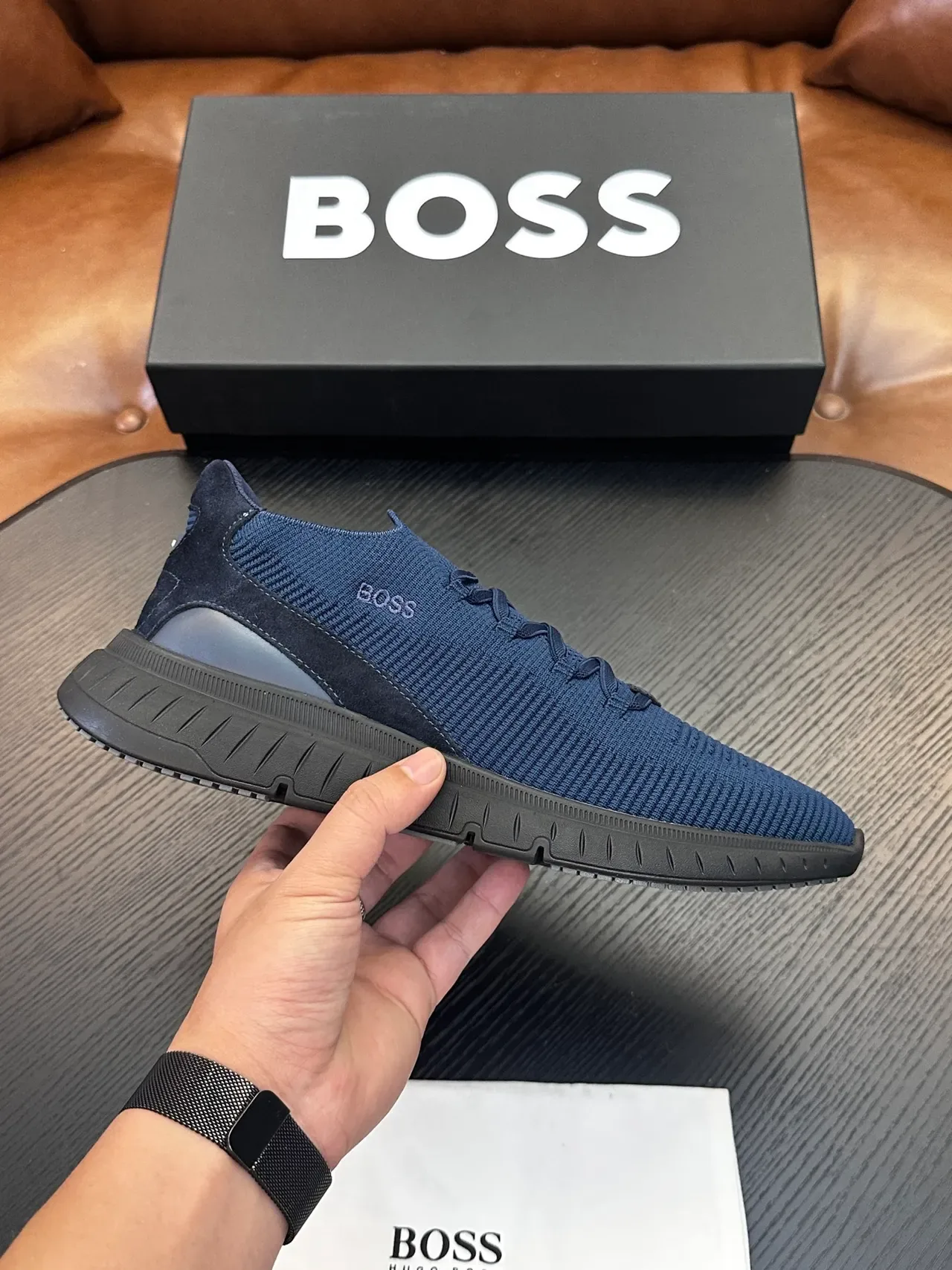 Hugo Boss Chaussures Lifestyle Slip-On en Tricot Navy 2