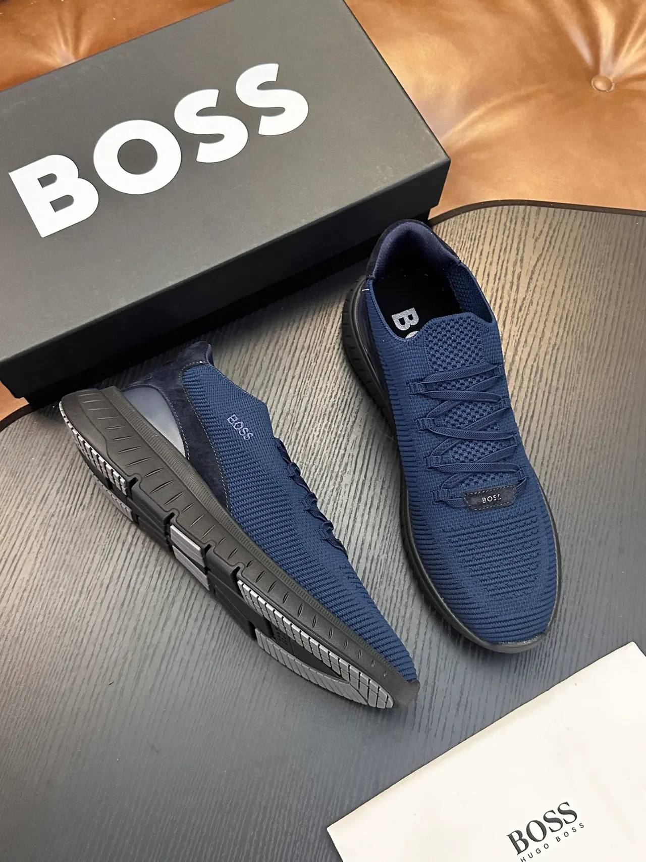 Hugo Boss Chaussures Lifestyle Slip-On en Tricot Navy 4
