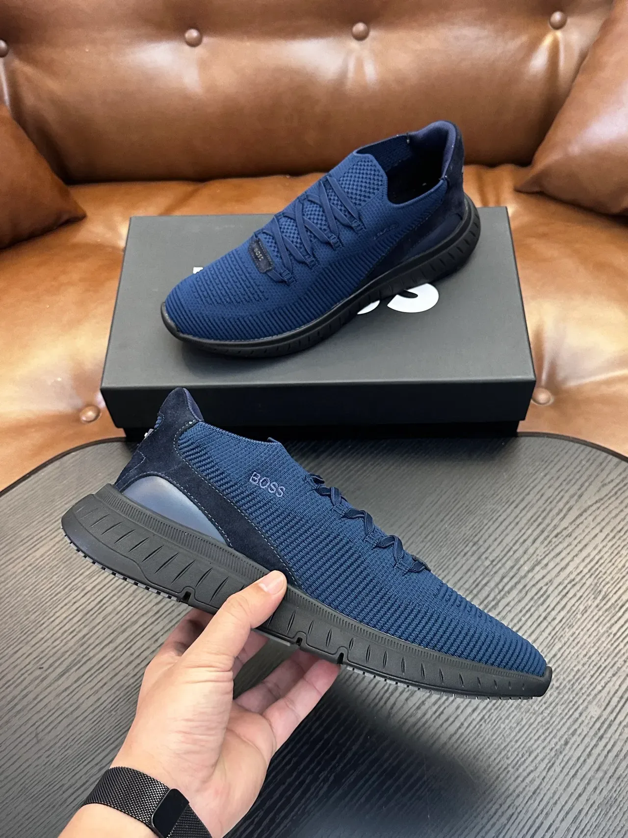 Hugo Boss Chaussures Lifestyle Slip-On en Tricot Navy 5