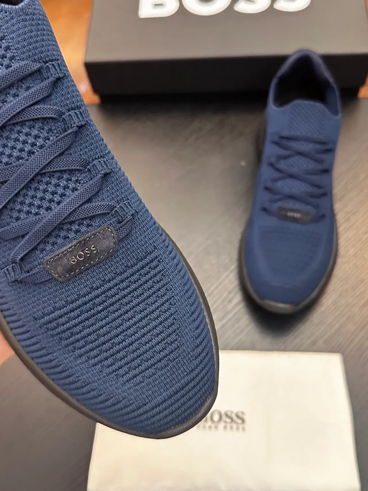 Hugo Boss Chaussures Lifestyle Slip-On en Tricot Navy 6
