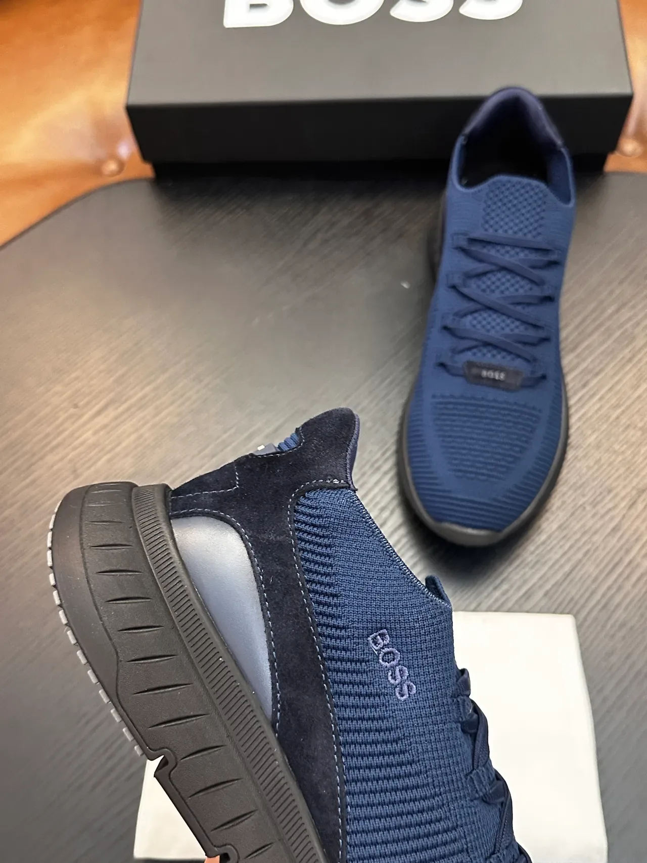 Hugo Boss Chaussures Lifestyle Slip-On en Tricot Navy 7