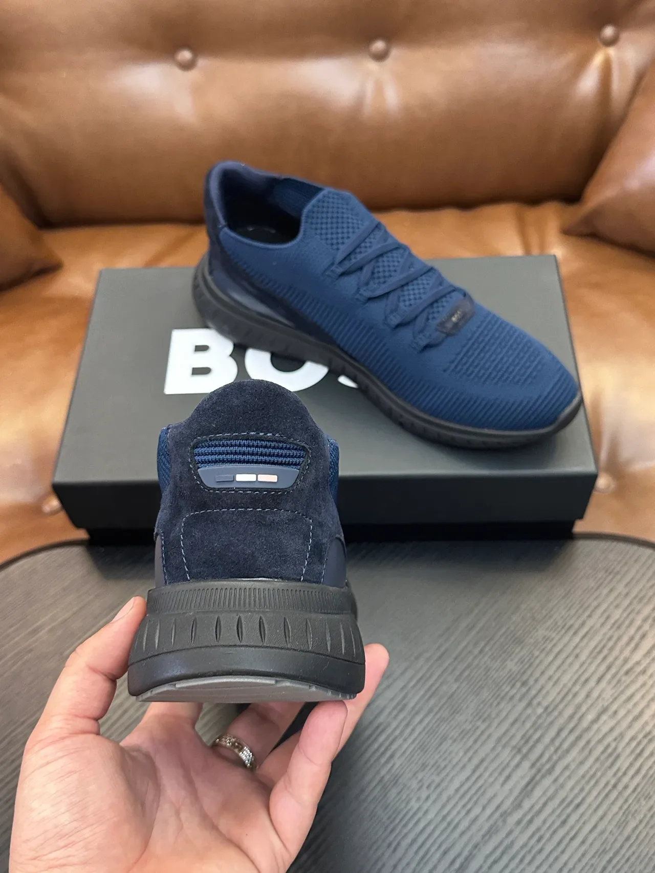 Hugo Boss Chaussures Lifestyle Slip-On en Tricot Navy 8