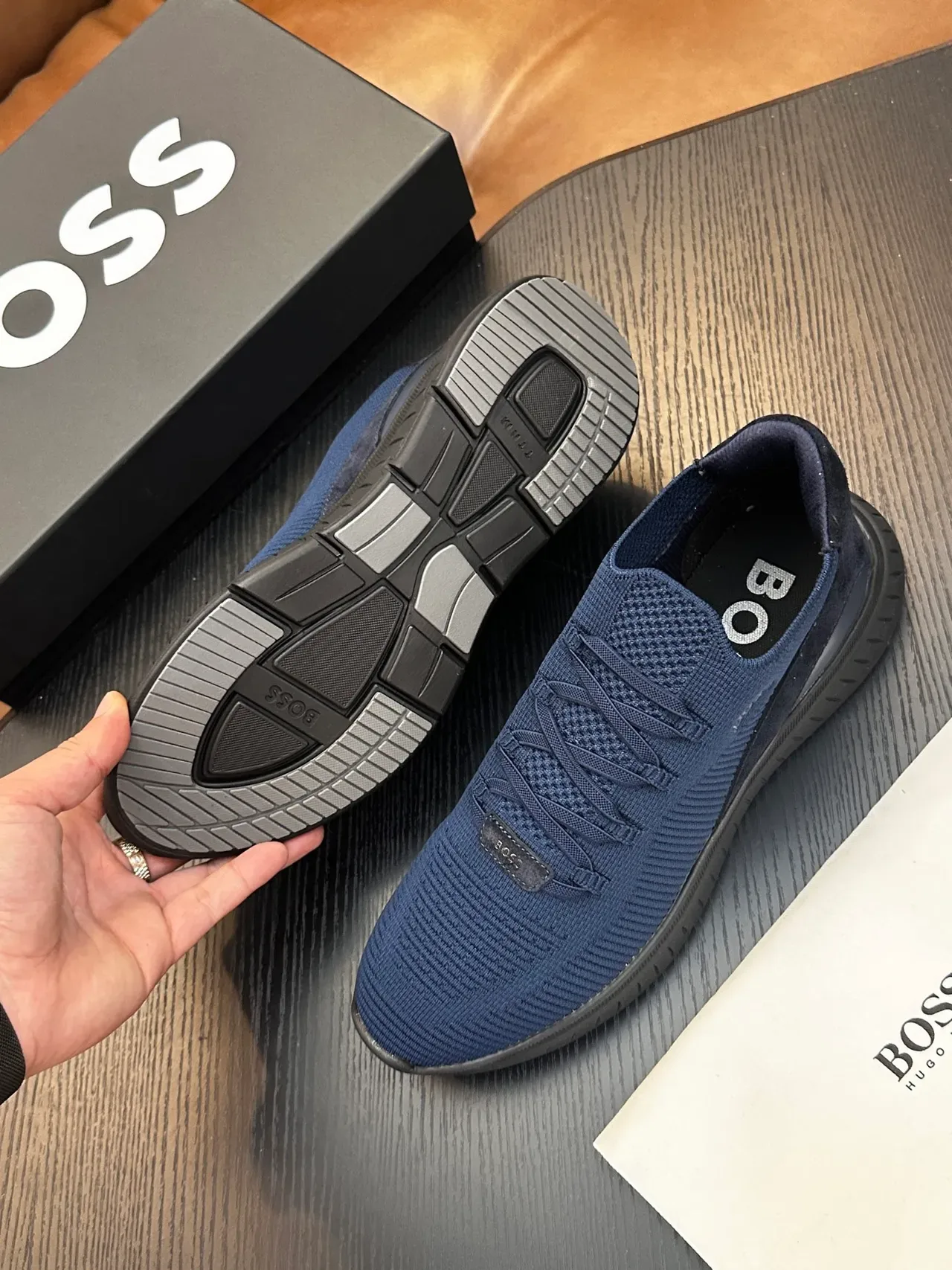 Hugo Boss Chaussures Lifestyle Slip-On en Tricot Navy 9