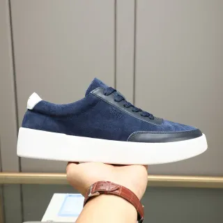 Hugo Boss Navy Suede and Black Leather Platform Lifestyle Sneakers