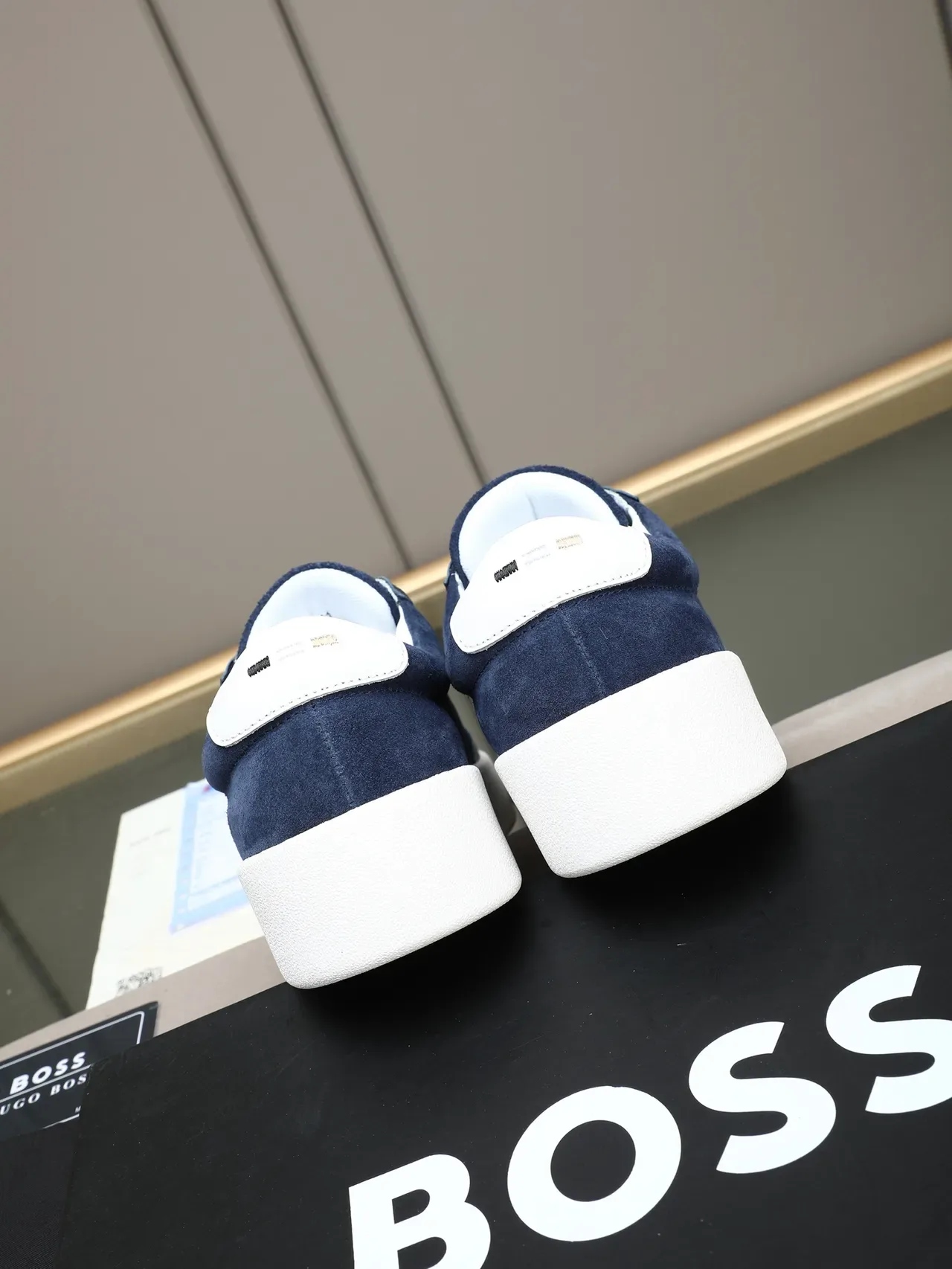 Hugo Boss Navy Suede and Black Leather Platform Lifestyle Sneakers 3