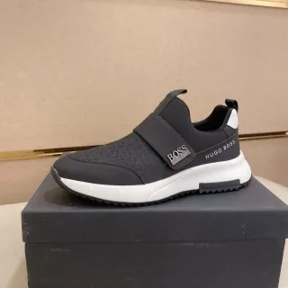 Hugo Boss حذاء slip-on مطبوع أسود أبيض أسلوب حياة