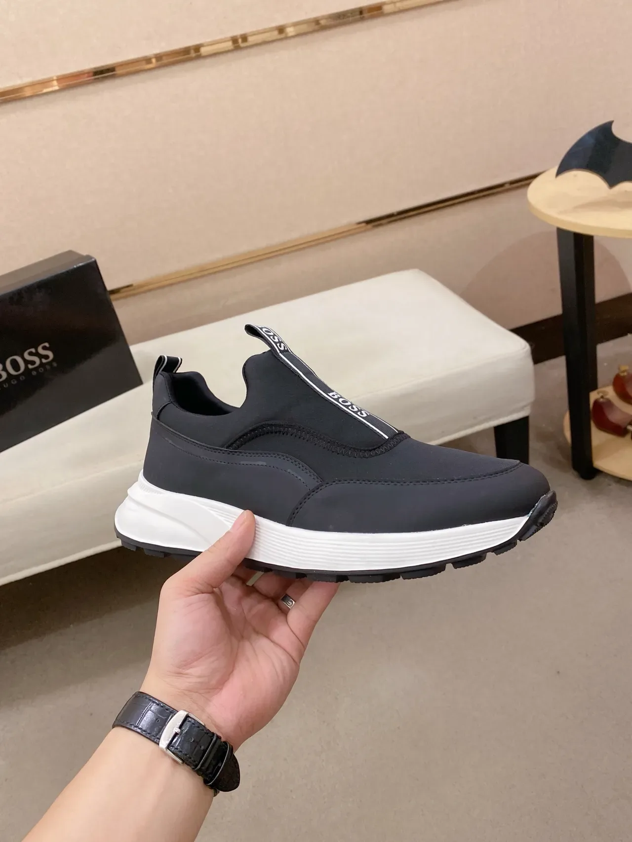 Hugo Boss Speed Trainer baskets lifestyle noirs slip-on 5