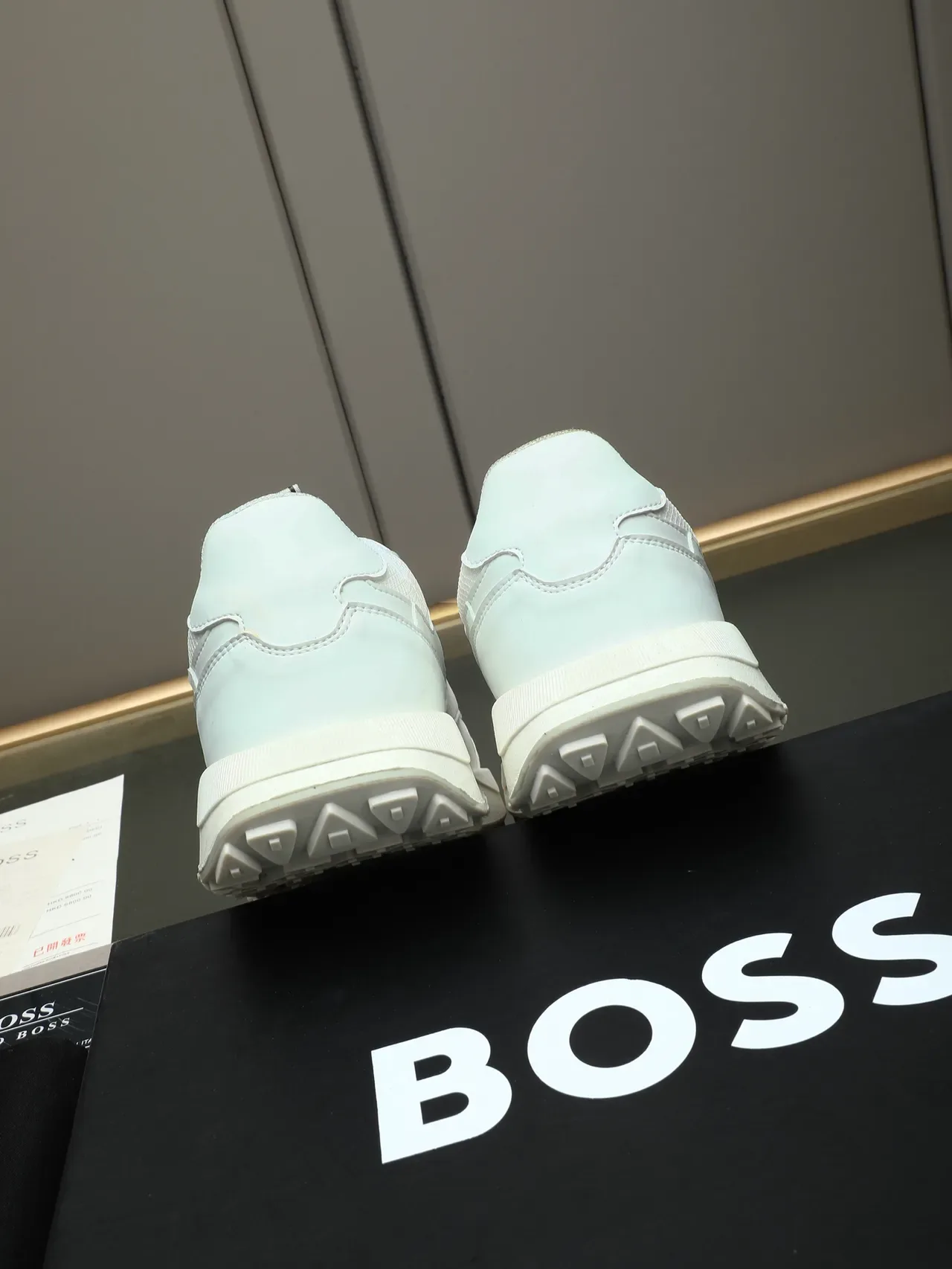 Hugo Boss White Beige Low-Top Mixed-Material Upper Lifestyle Sneakers 4