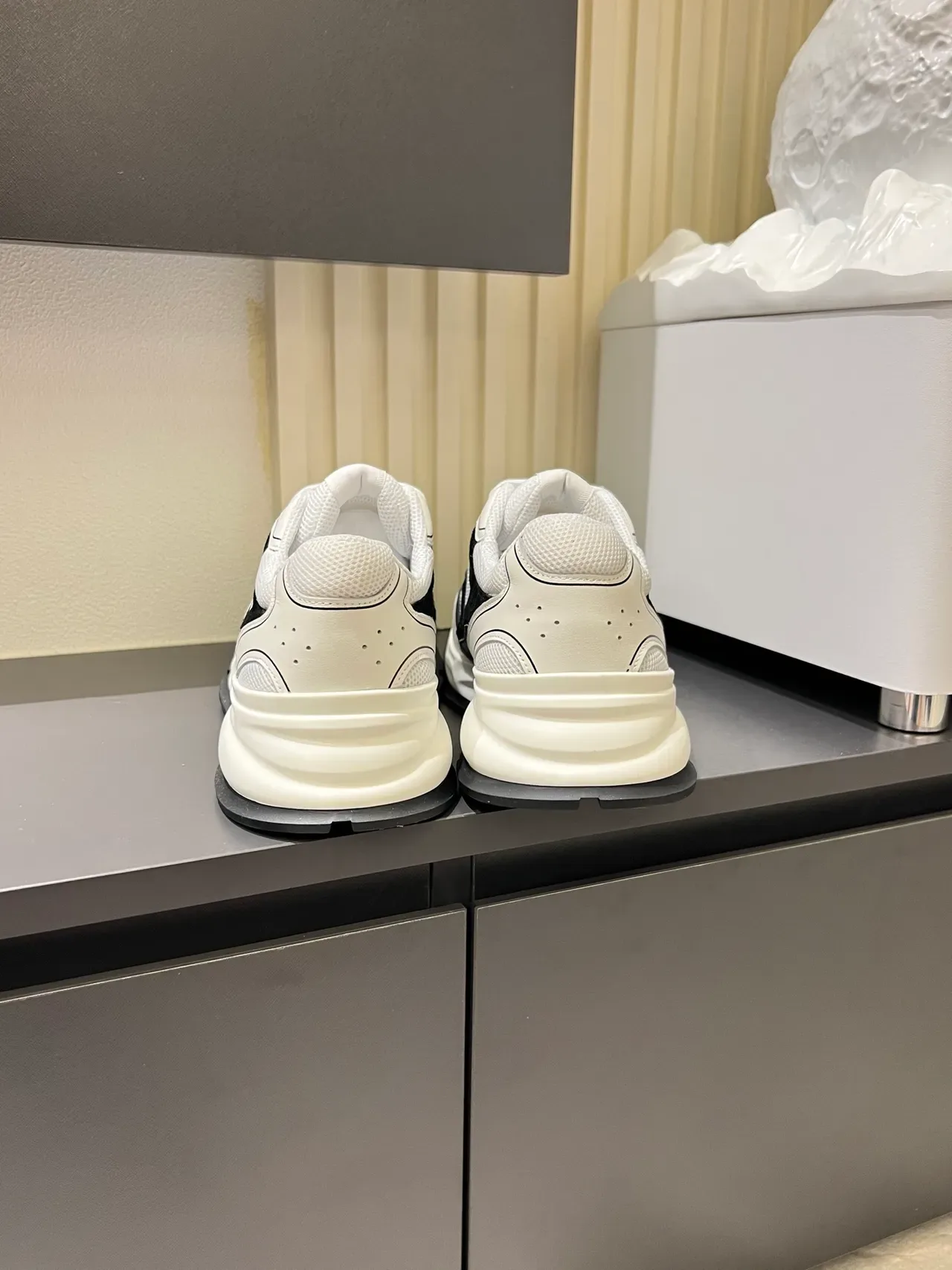Hugo Boss White Black Chunky Sole Mesh And Synthetic Paneling Sneakers 2