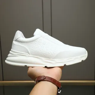 Hugo Boss White Slip-On Embossed Logo Lifestyle Sneakers