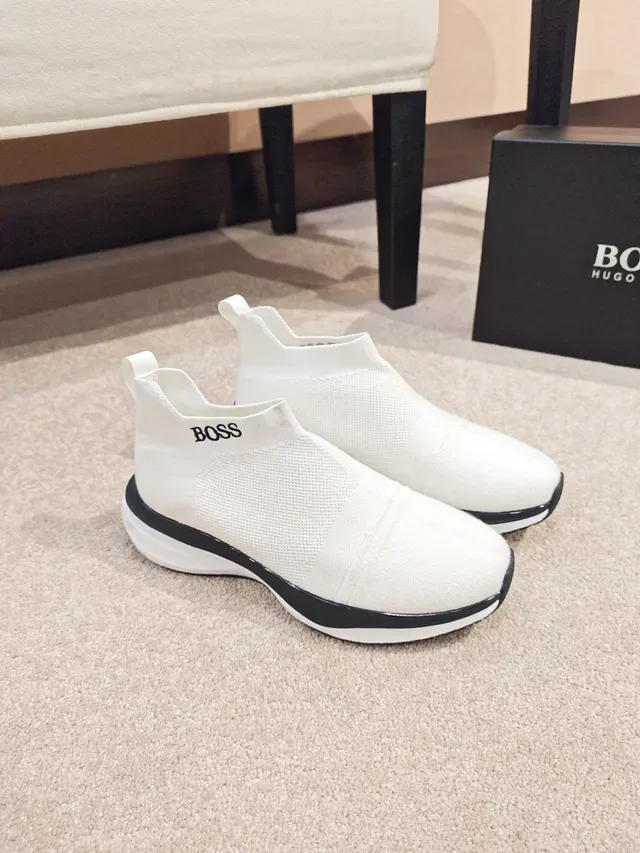 Hugo Boss White Sock-Fit Slip-On Lifestyle Sneaker 4