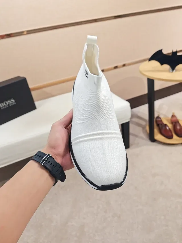 Hugo Boss White Sock-Fit Slip-On Lifestyle Sneaker 5