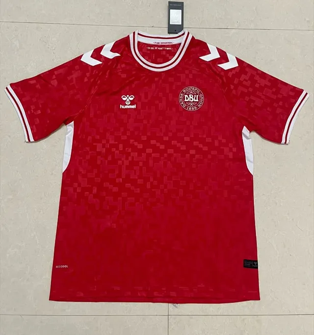 Hummel Denmark National Team Red White Pixel-Patterned Jersey 2