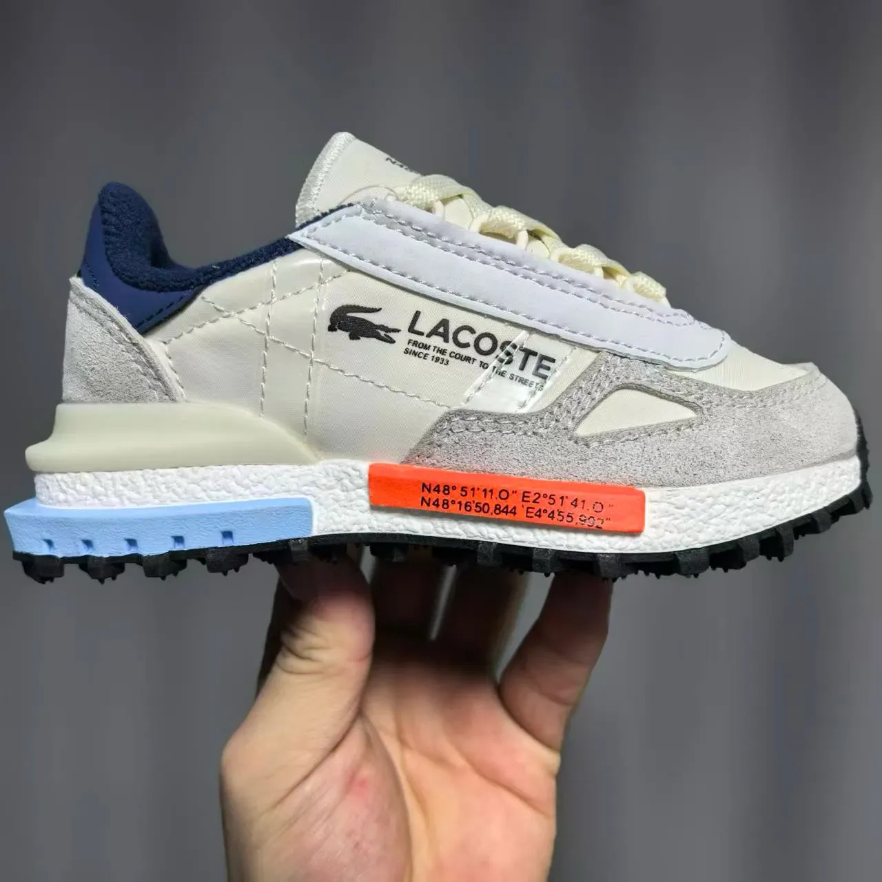 Lacoste Beige Vert Rétro Runner Silhouette Couches Synthétique Maille Supérieure Sneakers 6