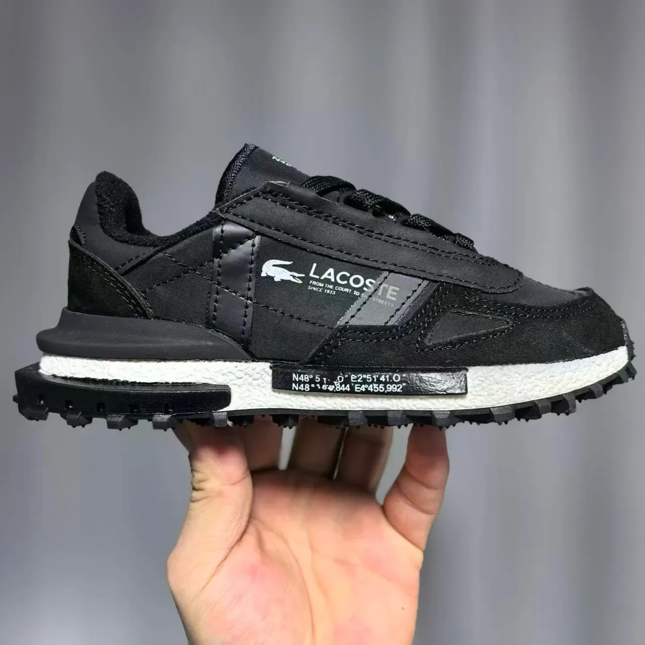 Lacoste Beige Vert Rétro Runner Silhouette Couches Synthétique Maille Supérieure Sneakers 11
