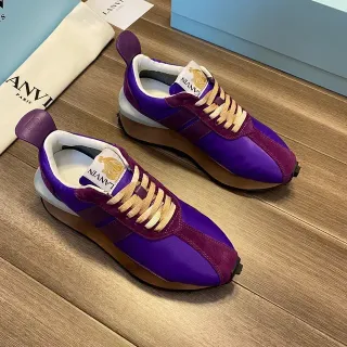 Lanvin Purple Beige Layered Upper Tan Laces Lifestyle Sneakers