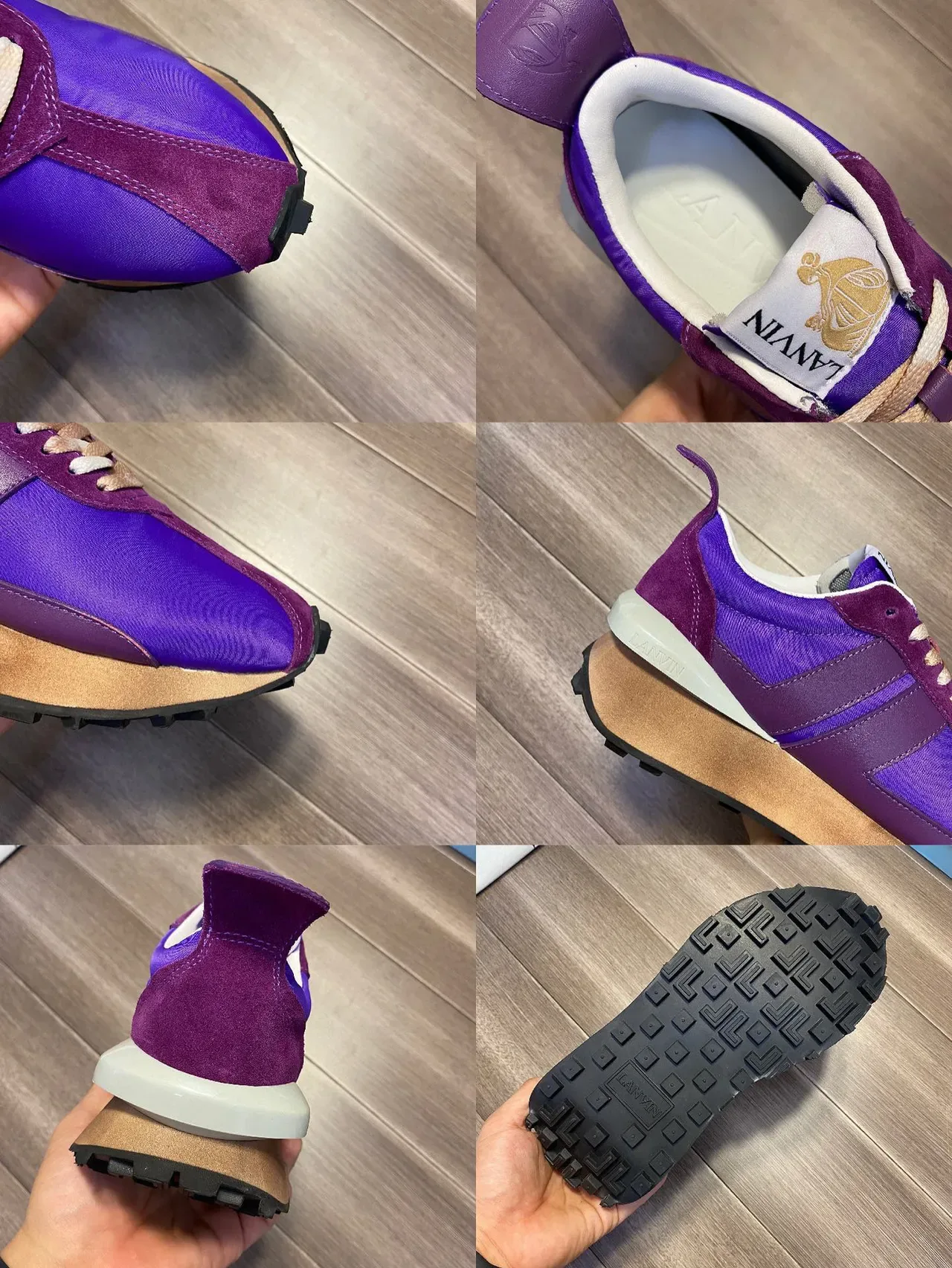 Lanvin Purple Beige Layered Upper Tan Laces Lifestyle Sneakers 2