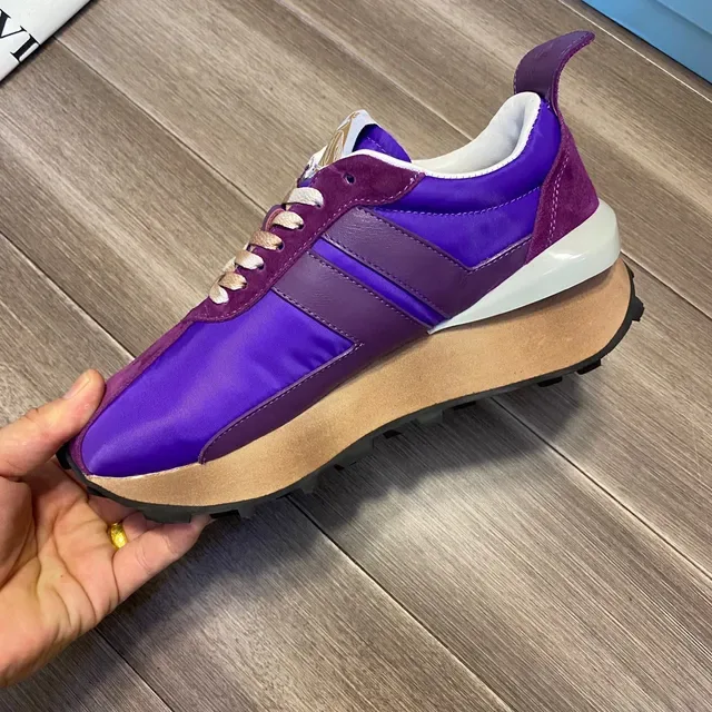 Lanvin Purple Beige Layered Upper Tan Laces Lifestyle Sneakers 3