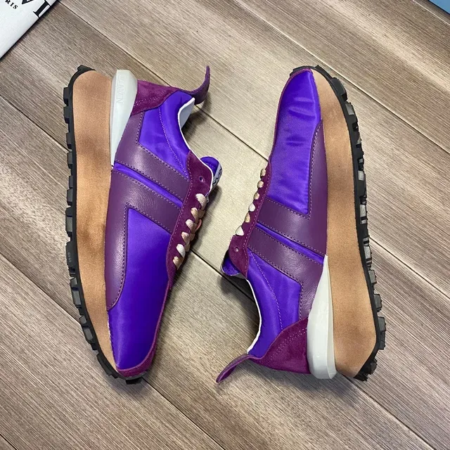 Lanvin Purple Beige Layered Upper Tan Laces Lifestyle Sneakers 5
