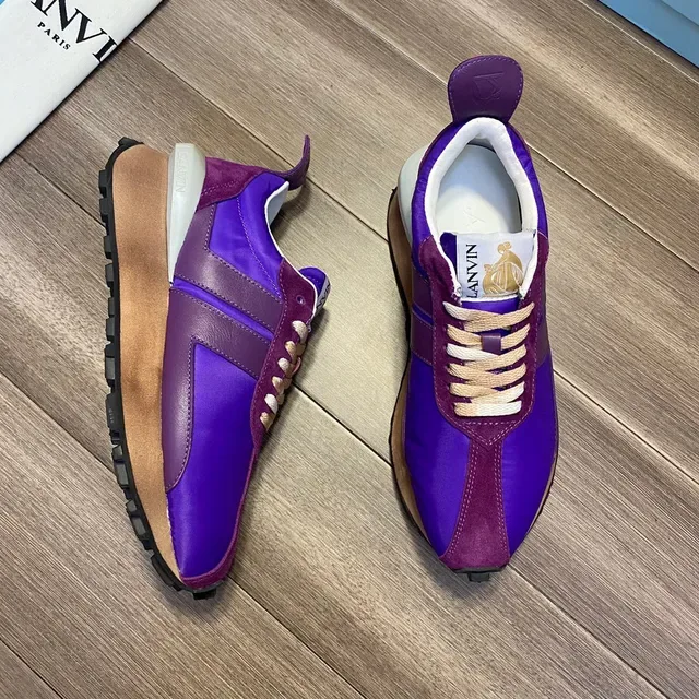 Lanvin Purple Beige Layered Upper Tan Laces Lifestyle Sneakers 6