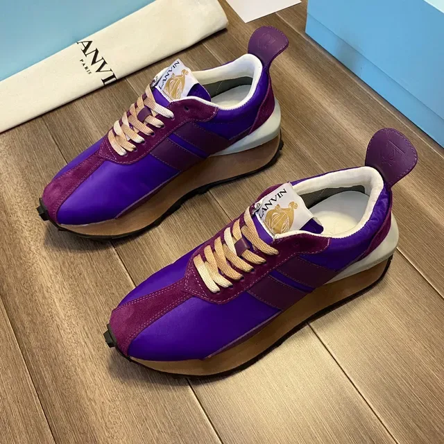 Lanvin Purple Beige Layered Upper Tan Laces Lifestyle Sneakers 8