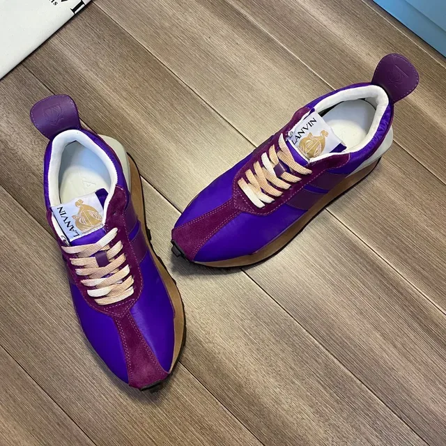 Lanvin Purple Beige Layered Upper Tan Laces Lifestyle Sneakers 9