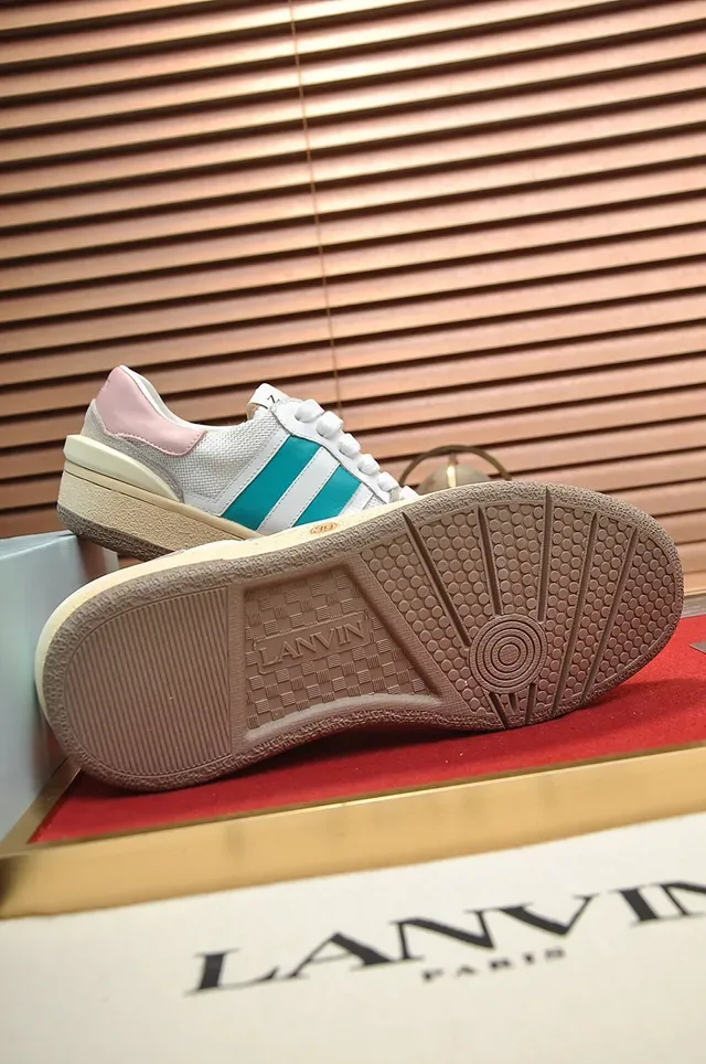 Lanvin White Blue Layered Mesh And Suede Upper Dual-Tone Side Stripe Lifestyle Sneakers 4