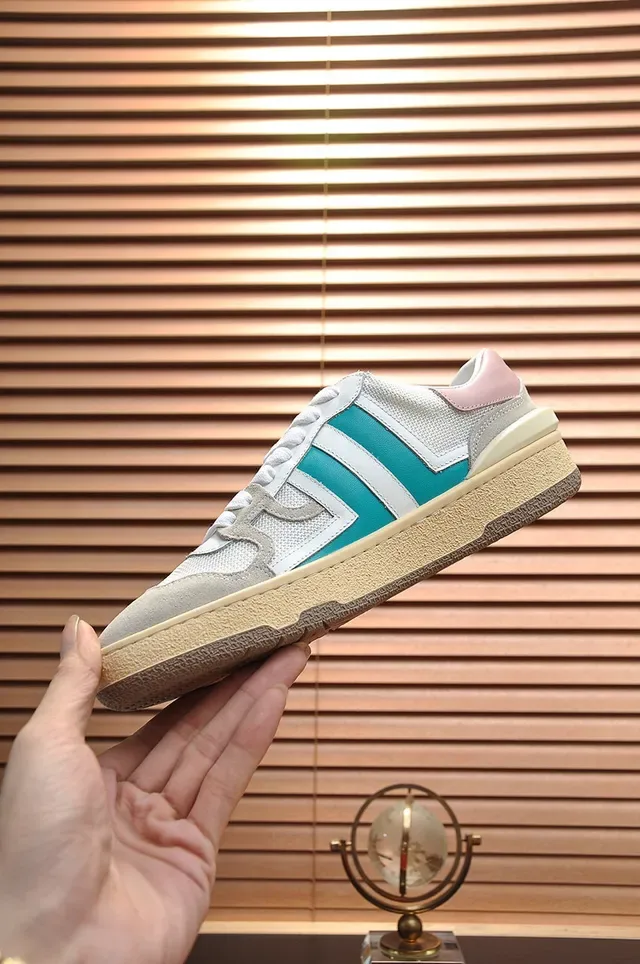 Lanvin White Blue Layered Mesh And Suede Upper Dual-Tone Side Stripe Lifestyle Sneakers 6