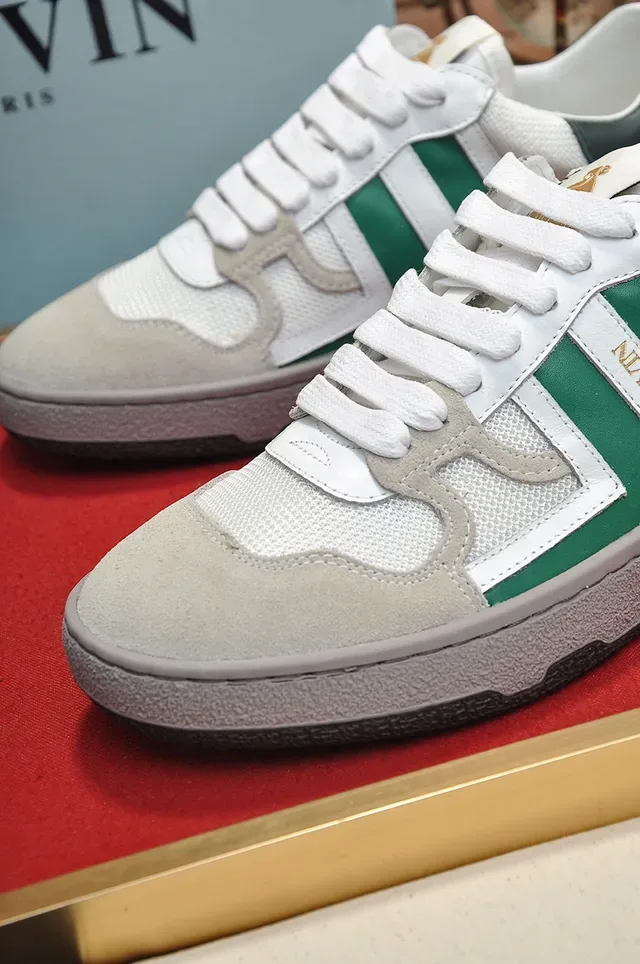 Lanvin White Green Double Stripe Gold Branding Lifestyle Sneakers 2