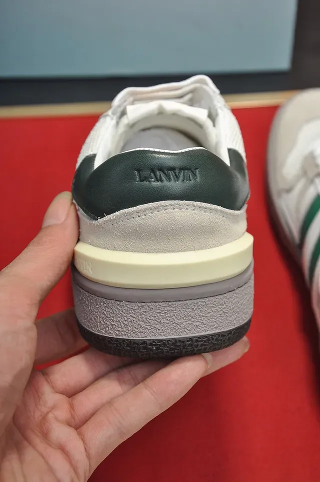 Lanvin White Green Double Stripe Gold Branding Lifestyle Sneakers 3