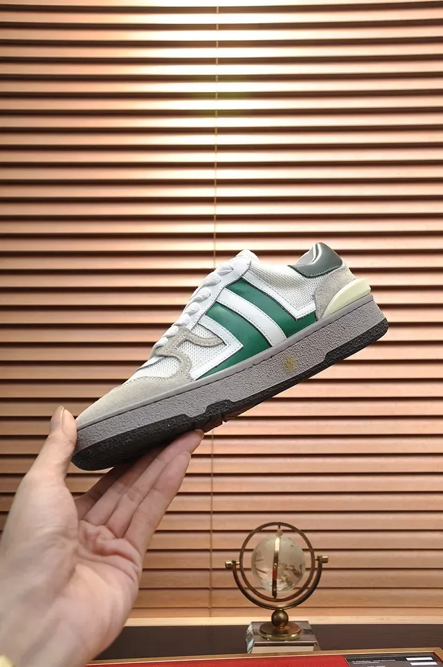 Lanvin White Green Double Stripe Gold Branding Lifestyle Sneakers 6