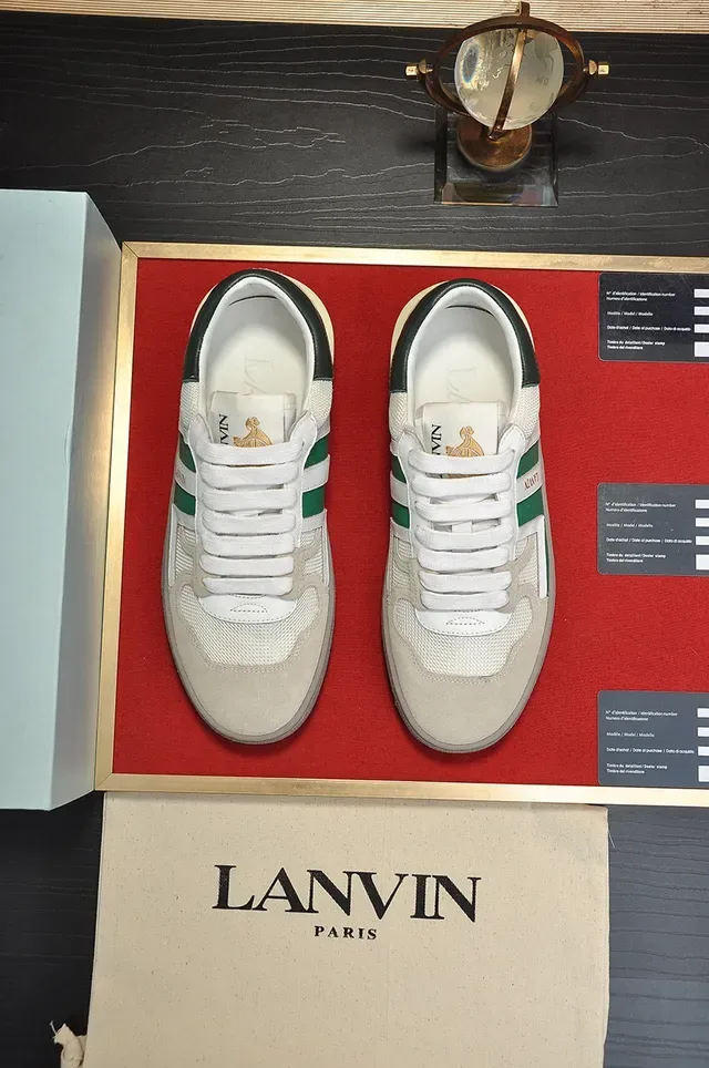 Lanvin White Green Double Stripe Gold Branding Lifestyle Sneakers 9