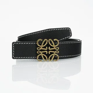 Loewe Anagram Belt أسود ذهبي أبيض مقشف خياط تباين جلد