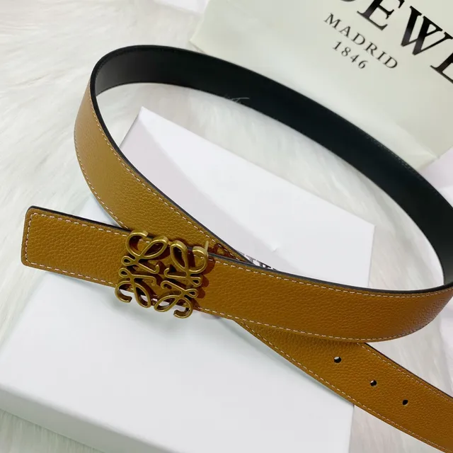 Loewe Anagram Belt Tan and Black Leather Belt 2