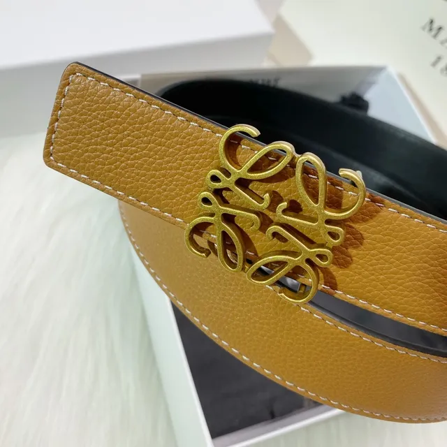 Loewe Anagram Belt Tan and Black Leather Belt 3