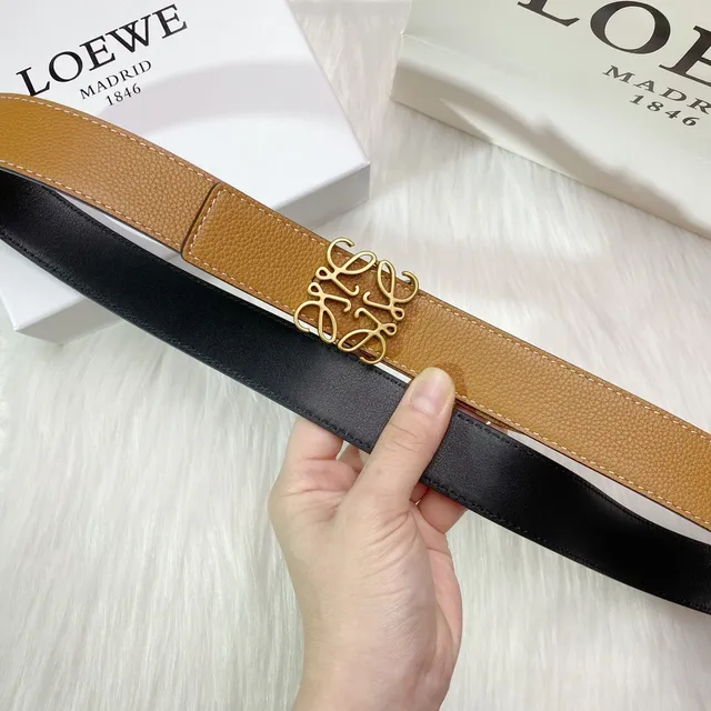 Loewe Anagram Belt Tan and Black Leather Belt 5